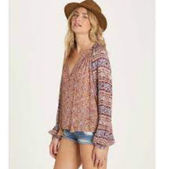 NWT BILLABONG • Long Sleeve Boho Top Blouse Size Small - Picture 2 of 5
